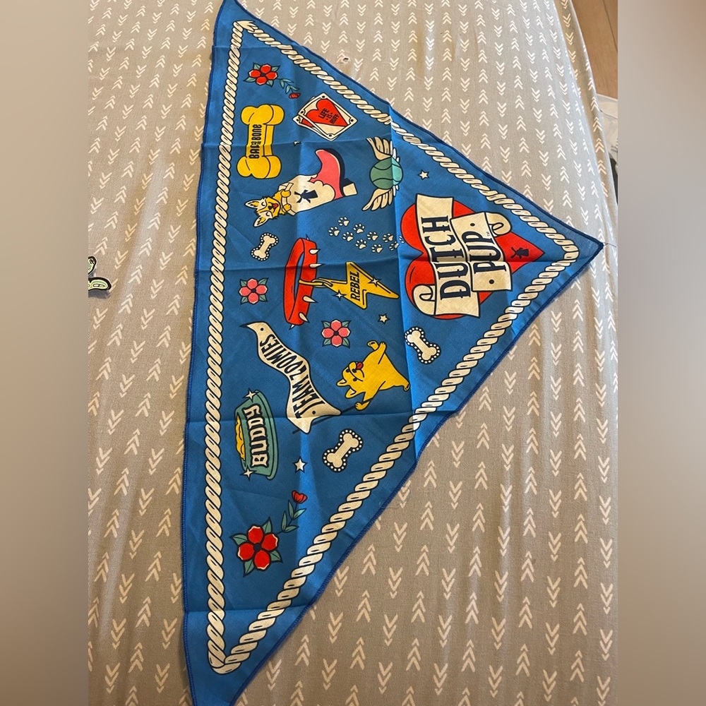 Dutch Bros Blue and Yellow bandanna with Musical Icons